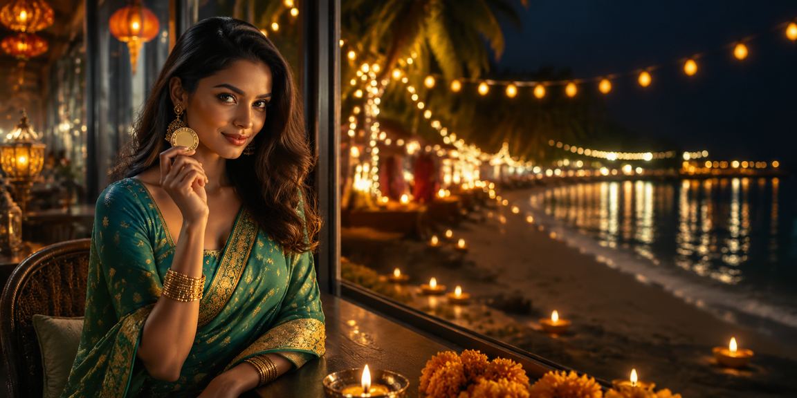 Indian lottery seller in traditional saree